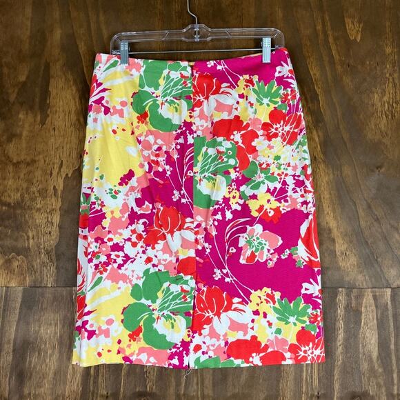 Talbots Womens Skirt Multicolor Floral Pencil Midi Back Zip Stretch 6 - Picture 8 of 10